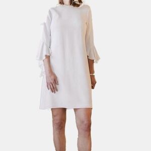 New Worth Collection New York Optic White Ruffle Sleeve Dress Womens size 8